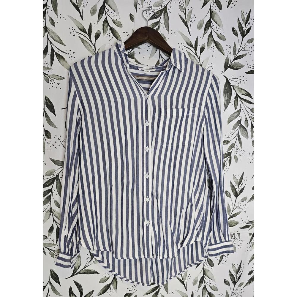 Beach Lunch Lounge Shirt Blue & White Womens Size S